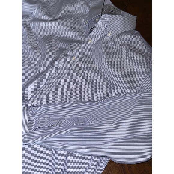 Jos. A. Bank Other - Jos A Bank Traveler Dress Shirt Size 16-34 Blue Stripe Slim Fit Business Classic